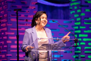 Young girl giving speech 