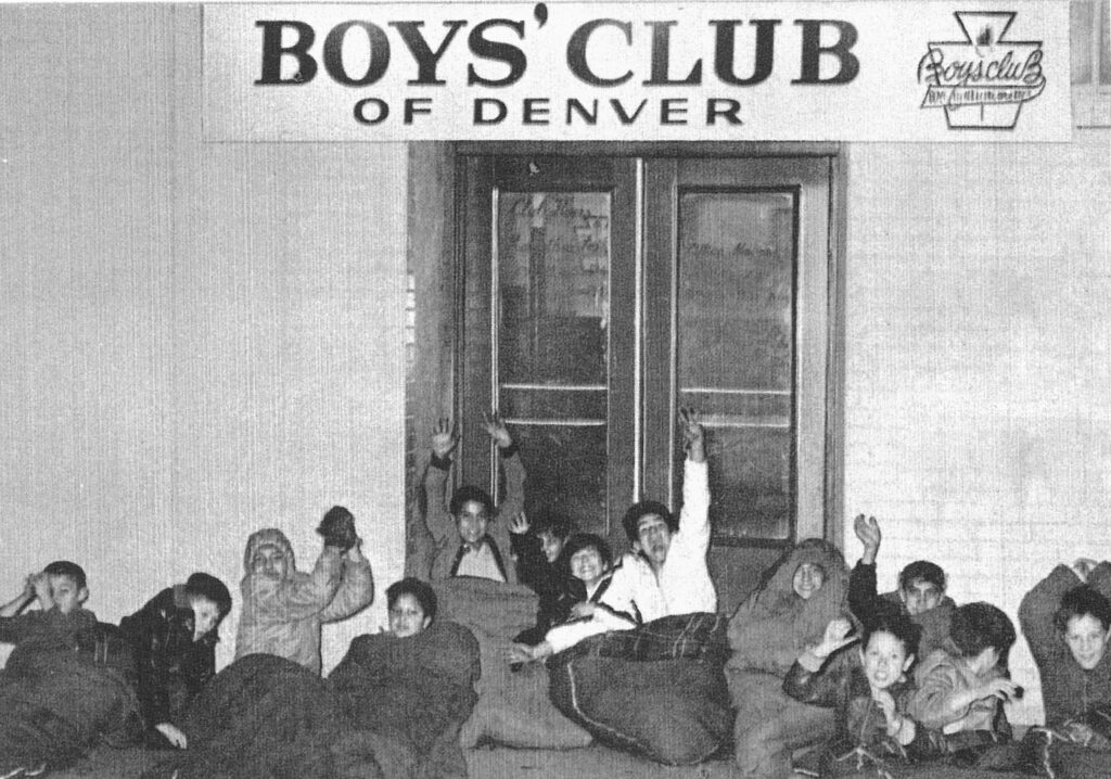 Boys sleeping outside for membership card